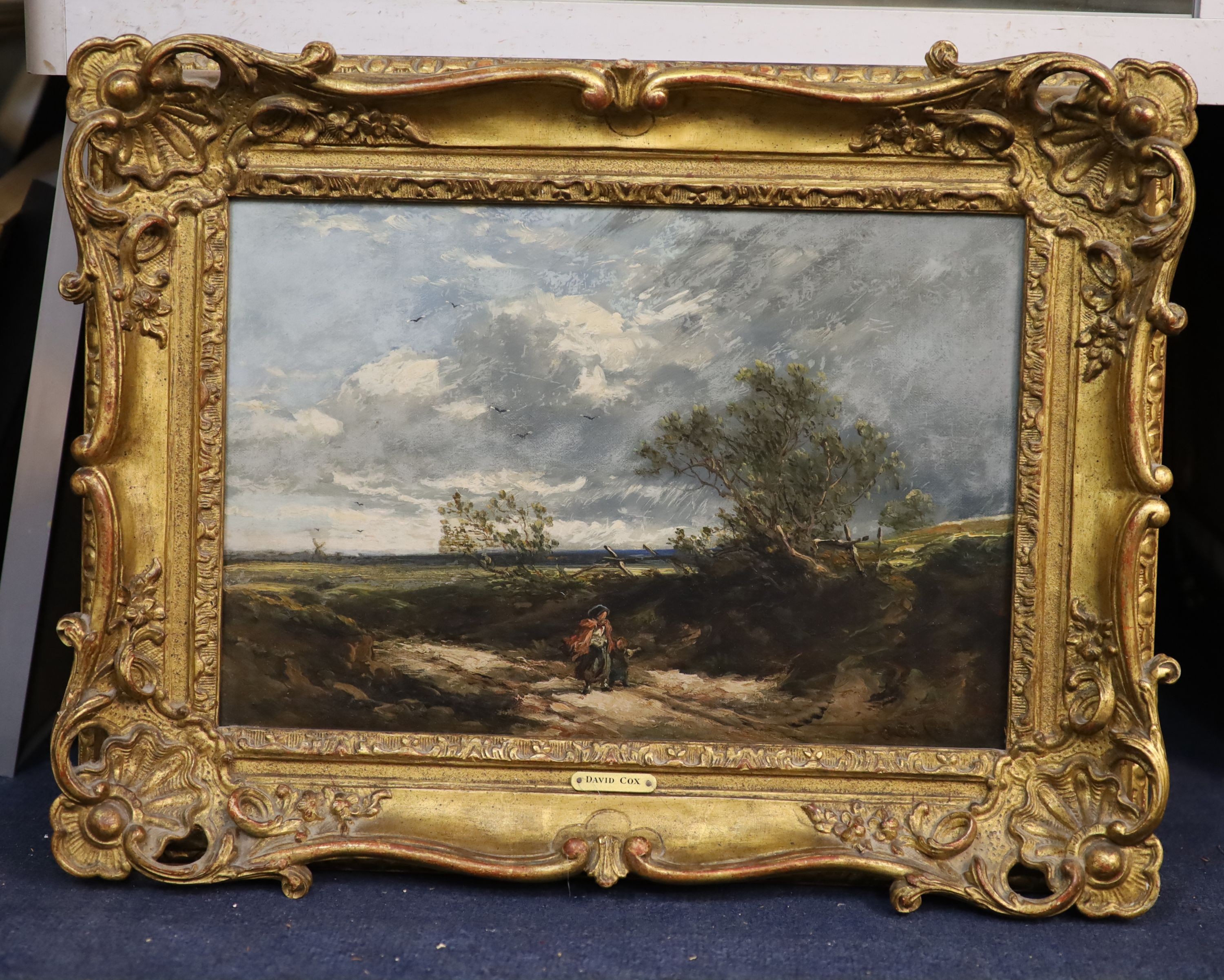 David Cox (1783-1859), Blustery landscape, oil on canvas, 25 x 37cm